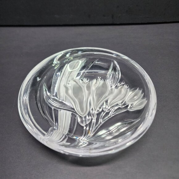 Vintage Mikasa Parisian Iris Round Candy Dish Bowl Clear Glass Frosted - Picture 2 of 5